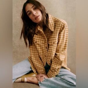 NWT Sézane Eurielle Shirt in Ochre Ecru Gingham Checks